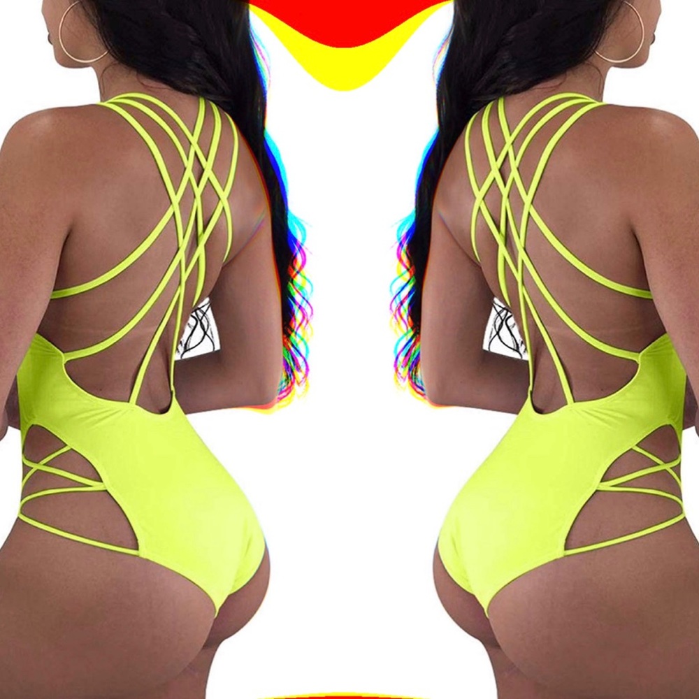 STRAPPY NEON MONOKINI 🎾 - Picture 2 of 2